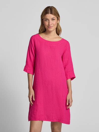 ZABAIONE Knielange jurk van puur linnen Felroze - 4