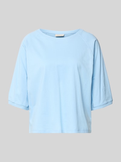 Produktfoto, hellblaues Damen Sweatshirt von FREE/QUENT aus Reine Baumwolle, Regular-Fit, Modell 'Comte', Rundhalsausschnitt, Halbarm, elastische Ärmelabschlüsse