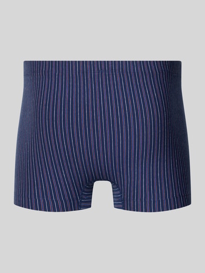Produktfoto, Slim Fit Boxershorts mit elastischem Bund im 3er-Pack von Schiesser für Herren, dunkelblau mit weißen Streifen, Baumwoll-Mix.