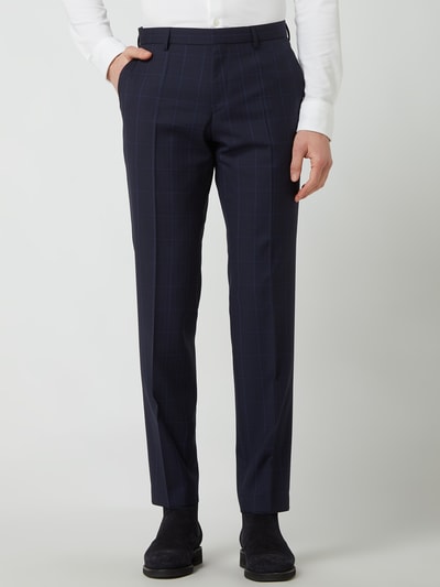 BOSS Slim Fit Anzug aus Schurwolle Modell 'Huge/Genius' Marineblau 7