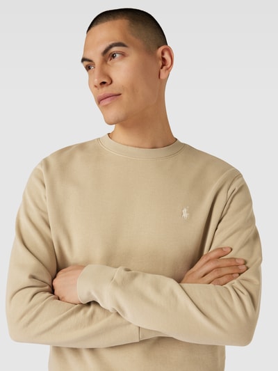 Polo Ralph Lauren Sweatshirt in effen design met labelstitching Beige - 3