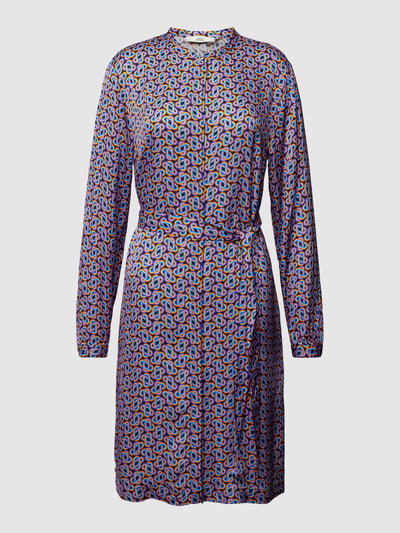 0039 Italy Sukienka o długości do kolan z wiskozy ze wzorem na całej powierzchni model ‘Sedona’ Purpurowy 2