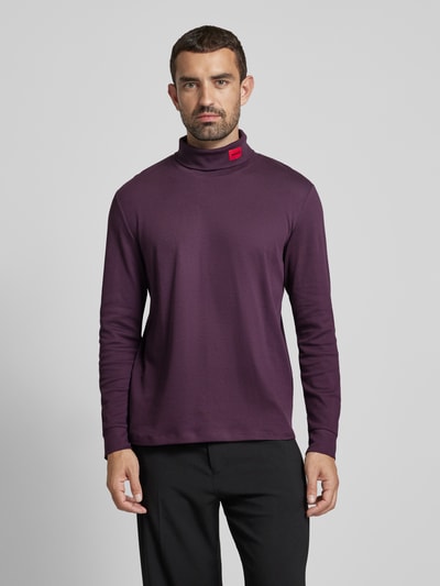 HUGO Shirt met lange mouwen en col, model 'Derollo' Prune - 4