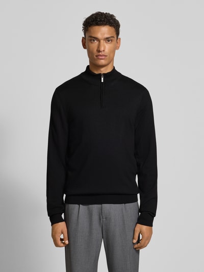 HECHTER PARIS Gebreide pulllover met opstaande kraag en ritssluiting Zwart - 4