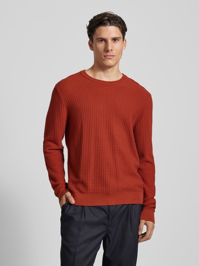 Armedangels Gebreide pullover met ribboorden, model 'GRAANMO' Roestrood - 4