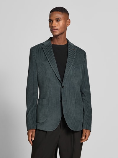 Zuitable Slim fit 2-knoops colbert van corduroy met reverskraag Petrol - 4