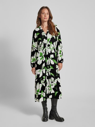 comma Midi-jurk van pure viscose met zijsplitten Groen - 4