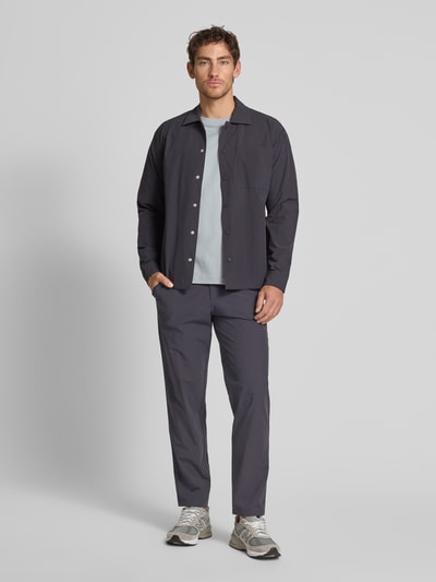 JAKE*S STUDIO MEN Regular Fit Hemdjacke mit Brusttasche Metallic Blue 1