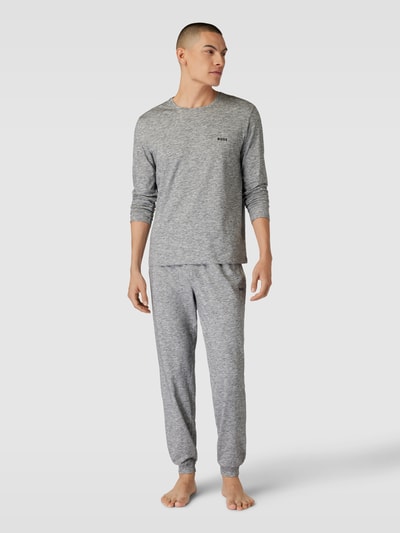 BOSS Longsleeve in Melange-Optik mit Label-Stitching Silber 1