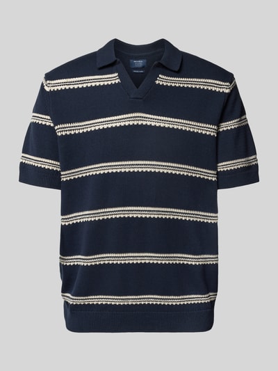 MCNEAL Relaxed fit gebreide polo met V-hals Donkerblauw - 2