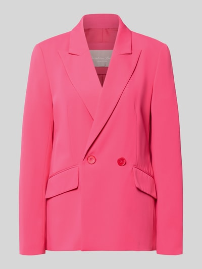 Produktfoto, Regular Fit Blazer mit Pattentaschen von Christian Berg Woman Selection in leuchtendem Pink, Material-Mix mit Stretch-Anteil, Reverskragen, Knopfverschluss, glatte Struktur