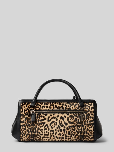Produktfoto, Shoulder Bag aus echtem Rindsleder Modell 'Audrey' von GUESS mit Animal-Print, Logo-Detail, Reißverschluss, geteiltes Hauptfach, abnehmbarer Schulterriemen, Breite 31 cm, Länge 18 cm, Tiefe 13 cm, Länge Schulterriemen 78 cm.