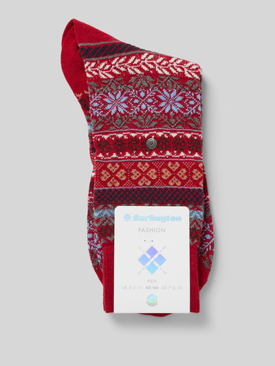 Burlington Socken aus Schurwoll-Mix Modell 'Country Fair Isle' Rot 3