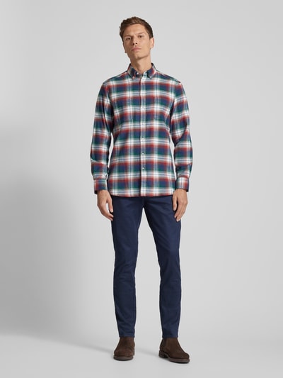 Christian Berg Men Freizeithemd mit Button-Down-Kragen Rostrot 1