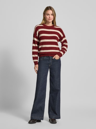 MSCH Copenhagen Gebreide pullover met wol, model 'Festina' Donkerrood - 1