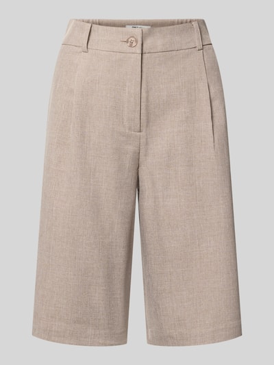Produktfoto, Regular Fit Bermudas mit Bundfalte Modell 'LINDA' von Only in melierter Optik, Materialverarbeitung Webware, Longline-Länge, Gürtelschlaufen, Eingrifftaschen, Knopf und verdeckter Reißverschluss, beige mit feiner Struktur