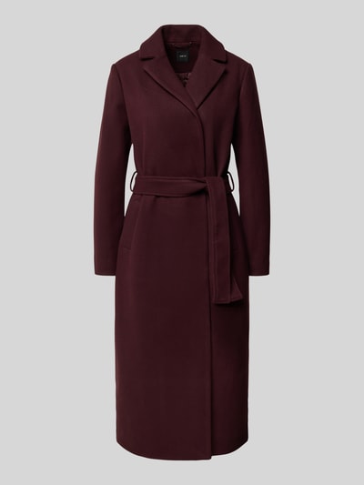 Zero Mantel mit Reverskragen und Bindegürtel Bordeaux 2