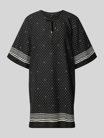 Produktfoto, Minikleid mit Schlüssellochausschnitt Modell 'Brismar' von JOOP! Collection aus Baumwoll-Modal-Mix, schwarz mit weißen Punkten und Streifen, Relaxed-Fit, 3/4-Arm