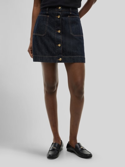 Tommy Hilfiger Krój regular fit spódnica mini z czystej bawełny z listwą guzikową Ciemnoniebieski 4