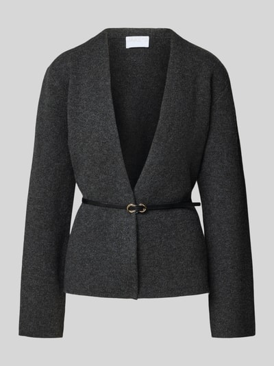 Jake*s Collection Offene Strickjacke mit Lammwoll-Anteil Dunkelgrau Melange 2