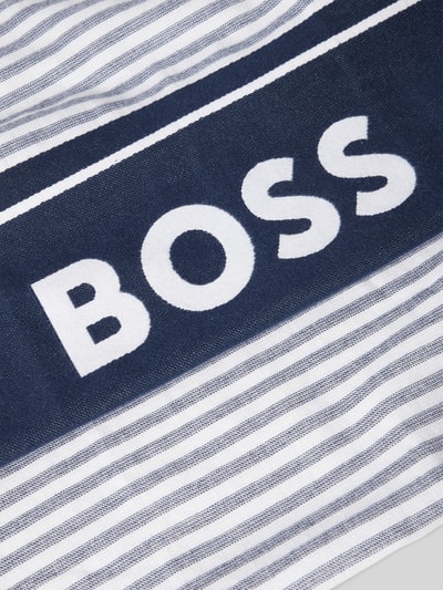 BOSS Handdoek met franjes, model 'Riviera Towel' Marineblauw - 3