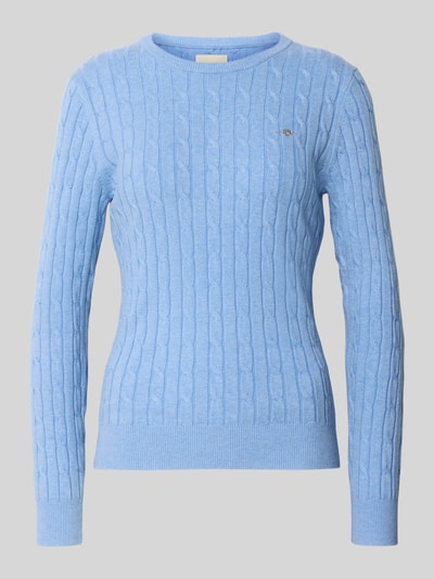 Gant Pullover mit Zopfmuster und Logo-Stitching Hellblau 2