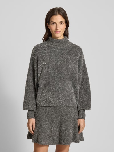 YAS Strickpullover aus Effektgarn mit Rollkragen Modell 'LISTRA' Silber 4