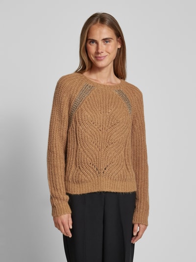 Liu Jo White Strickpullover mit Rundhalsausschnitt Cognac 4