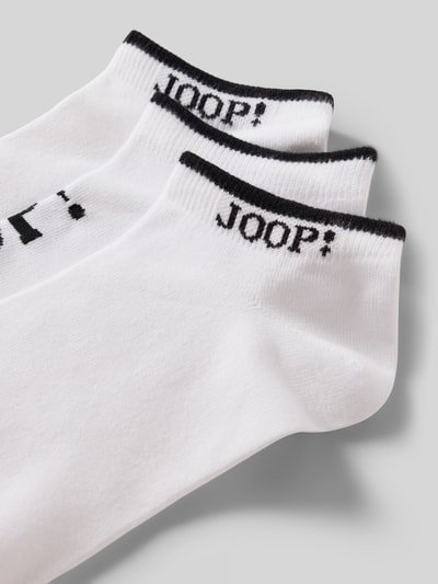 Produktfoto, Sneakersocken mit Label-Details im 3er-Pack von JOOP! Collection, weiß mit schwarzem Schriftzug, Baumwoll-Mix mit Stretch-Anteil
