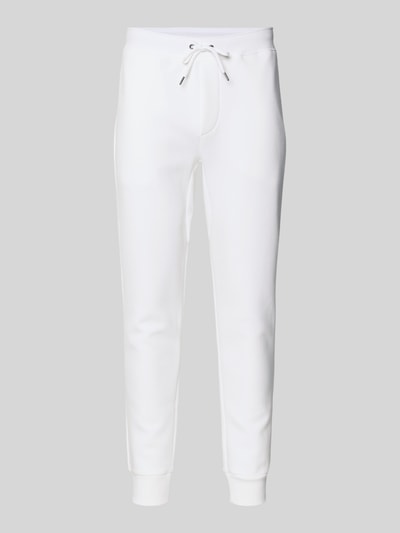 Produktfoto, Sweatpants mit elastischem Bund von Polo Ralph Lauren aus Baumwoll-Mix in Weiß mit Tunnelzug, lockerer Schnitt, Eingrifftaschen.
