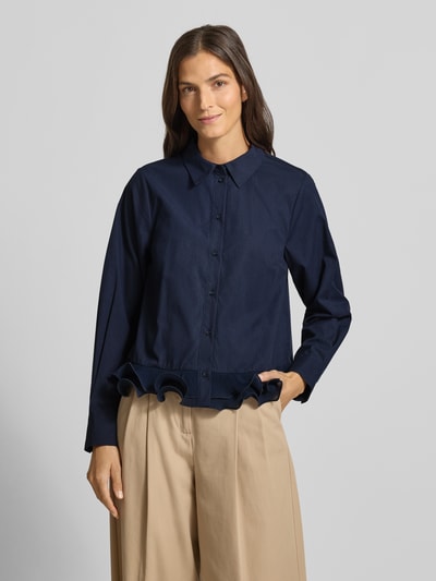YAS Regular fit blouse met ruches, model 'TRAVIS' Marineblauw - 4