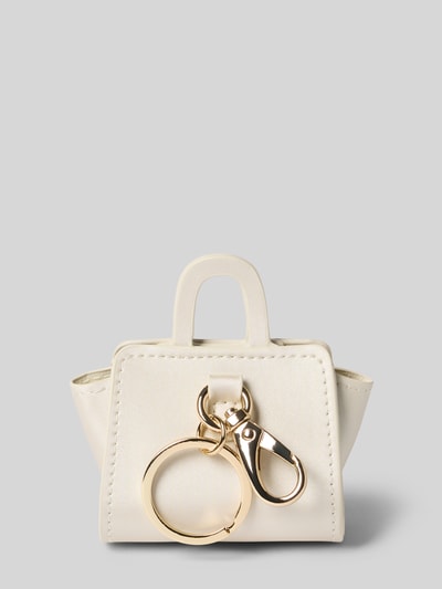 Produktfoto, Handtasche mit Tragehenkel Modell 'AURUM' von VALENTINO BAGS, kremowy kolor, prostokątny kształt, gładka tekstura, główna przegroda z zapięciem na magnes, aplikacja z metką, uchwyt