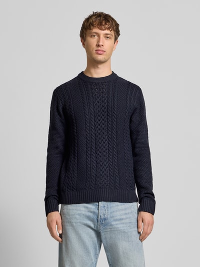 Jack & Jones Strickpullover mit gerippten Abschlüssen Modell 'PAUL' Marine 4
