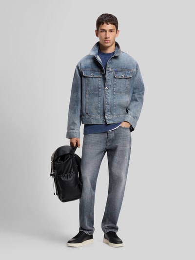HUGO Blue Straight Fit Jeans mit Label-Patch Modell 'Jonah' Jeansblau 1