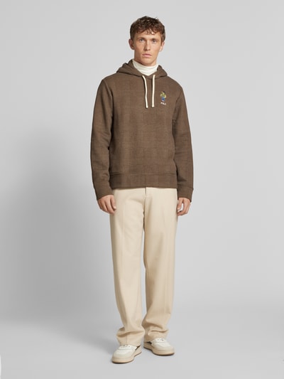 Polo Ralph Lauren Hoodie met labelstitching Hazelnoot - 1