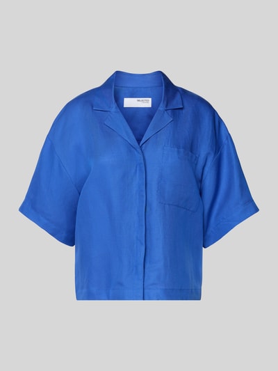 Selected Femme Boxy Fit Hemdbluse aus Lyocell-Leinen-Mix Modell 'LYRA' Royal 2