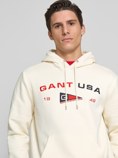 Gant Bluza z kapturem z nadrukiem z logo Złamany biały 3