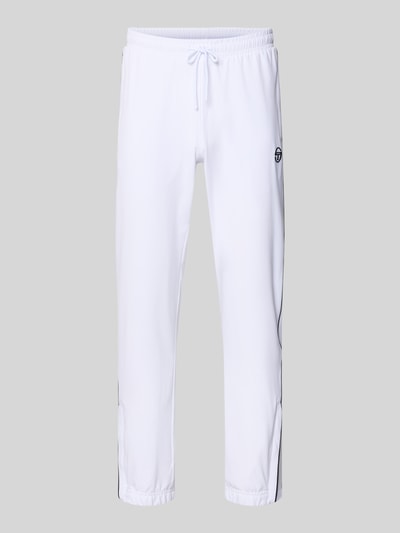 Productfoto, Sweatpants met logo-stitching model 'CASPIO' van SERGIO TACCHINI, witte kleur, nauwsluitende fit, elastische tailleband, zijzakken, zachte textuur, elastische boorden, materiaal met stretch.