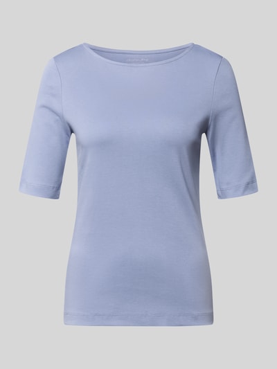 Produktfoto, Damen T-Shirt mit U-Boot-Ausschnitt von Christian Berg Woman in Hellblau, Reine Baumwolle, Regular-Fit, Unifarbenes-Design.