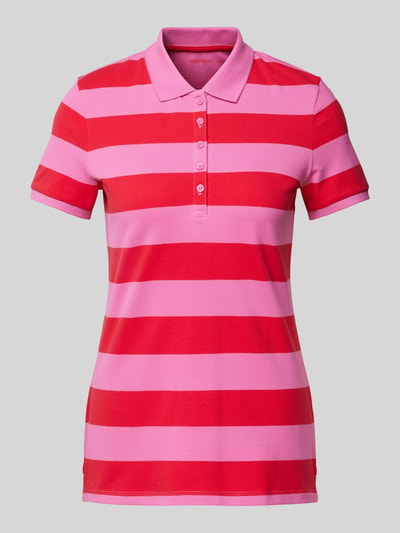 Montego Regular fit poloshirt met blokstrepen Felroze - 2