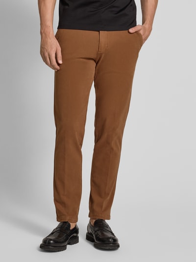 BOSS Slim Fit Hose aus elastischem Baumwoll-Mix Modell 'KAITON1' Cognac 4