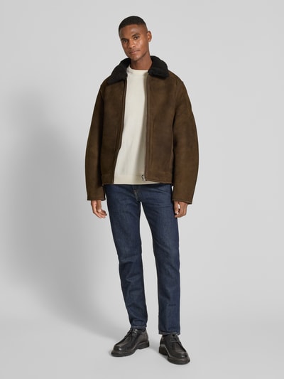 ANNARR Lederjacke mit Reißverschluss Modell 'ULFUR' Dunkelbraun 1