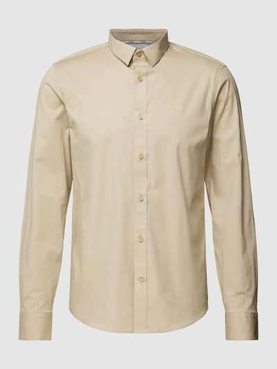 CK Calvin Klein Slim fit zakelijk overhemd met kentkraag, model 'POPLIN' Beige - 2