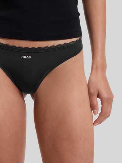 HUGO String mit Spitzenbesatz im 3er-Pack Black 2