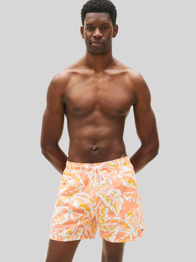 Tommy Hilfiger Regular Fit Badeshorts mit Allover-Muster Orange 4