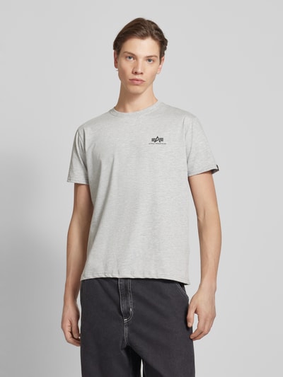 Alpha Industries T-shirt met labelprint, model 'BASIC' Middengrijs gemêleerd - 4