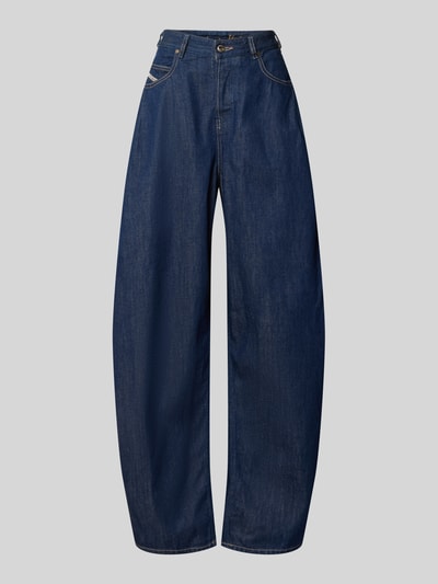 Produktfoto, Balloon Fit Jeans aus reiner Baumwolle von Diesel, dunkelblau mit Kontrastnähten, 5-Pocket-Design, glatte Struktur