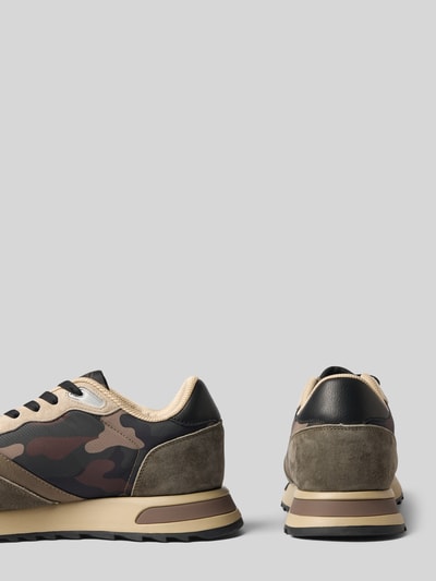 Produktfoto, Sneaker aus Leder-Mix Modell 'Ryder' von Blauer USA, mehrfarbiges Camouflage, strukturierte Sohle, Label-Details sichtbar