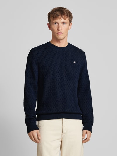 Gant Strickpullover mit Label-Stitching Marine 4