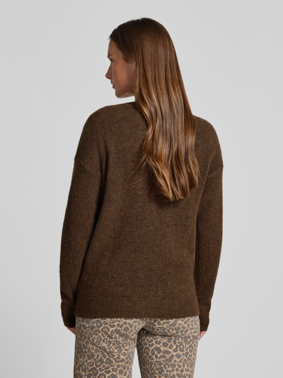 MSCH Copenhagen Gebreide pullover met ronde hals, model 'Festina Hope' Donkerbruin - 5